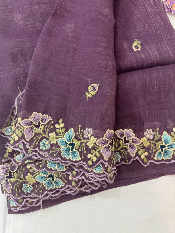 Crush chiffon georgette saree with embriodery borders SVVNYYY