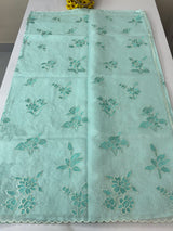 Soft kota silk saree with applique embroidery and scalloped border MS15232