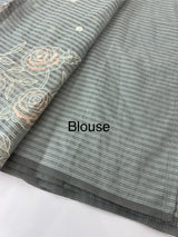 Applique and embroidery work Kota Silk saree MSH118 - Grey