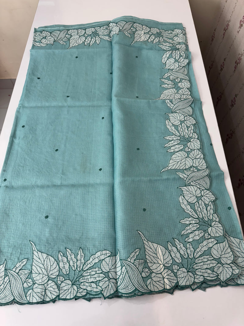 Soft kota silk saree with embriodery MS15031- LightBlue