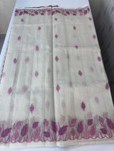 Tissue silk saree with zari checks and applique work  MSH105- Offwhite to PinkLavender