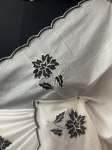 Soft kota silk saree with applique work MS15102- Black& white