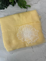 Crush Organza saree with applique work MBS677 Yellow