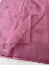 Organza saree with embroidery - MSH375 DuskyPink