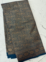 Semi katan Banarasi saree in zari weaving - MSKB899 TealBlue