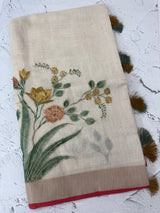 Tissue linen saree with blouse MS14462(3)