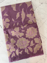 Semi organza saree with appliqué work - MSH906 DarkLavender
