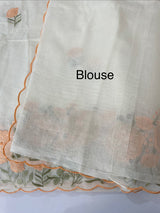 Mul chanderi embriodery saree with scalloped borders MSH176