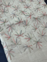 Blended tussar saree with embriodery - MS8665 Cream