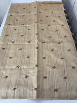 Blended tussar saree with embriodery - MJHG44 Chiku