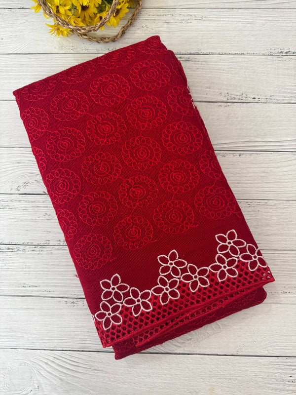 Phulkari Kota embroidery saree with cutwork- MCBV67 RED