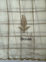 Checks Mul chanderi saree with tissue applique work MSH258(2)- Offwhite and Copper
