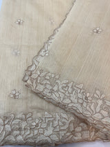 Blended matka tussar saree with embriodery - MS8477 Beige