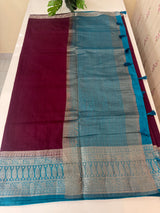 Jute linen sarees with contrast pallu & blouse MJL456