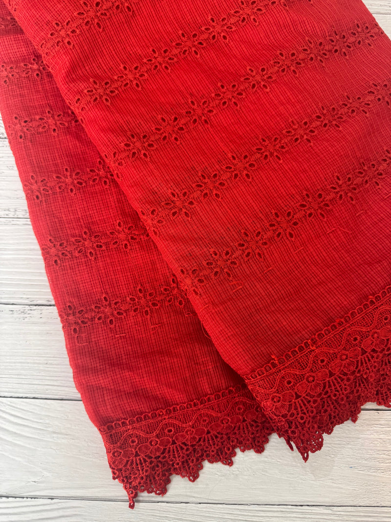 NetKota Hakoba saree with lace border MS6713 RED