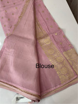 Pure Banarasi crepe Georgette Saree with brocade blouse - MS44987 PastelPink