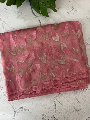 Glass organza saree with thread work- MOS351