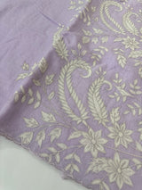 Mul chanderi applique work saree  MSH146- Lavender