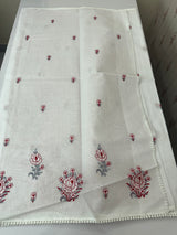 Cotton embriodery saree MS14534- White & Red