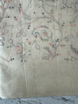 Blended tussar saree with multi color embriodery - MS8665 (1) Cream