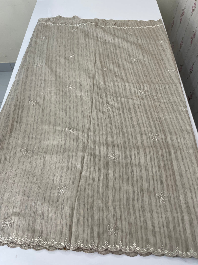 Cutwork Semi silk saree MSR908- DuskyBrown