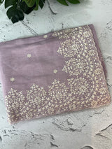 Soft Chanderi saree with  embroidery borders- MCK77 Lavender
