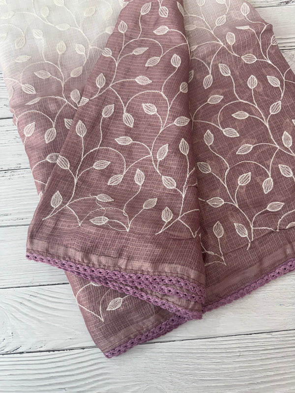 Ombre Soft kota checks saree with embroidery SVTS20
