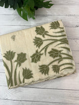 Jute Linen Applique work saree  -MSH128 Offwhite to Green