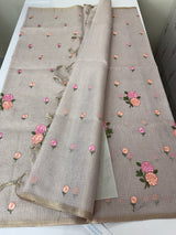 Tissue mix Soft silk saree with embroidery MS8189- Pastel DuskyLavender