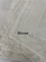 Viscose Organza saree with applique work-MSH101 White
