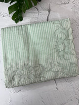 Striped Mul chanderi saree with applique borders MSH987 - Pale Green