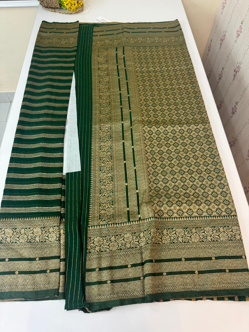 Semi banarasi Khaddi Georgette saree - MS1499 DarkGreen