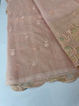 Soft kota silk saree with applique work MS85432 Peach