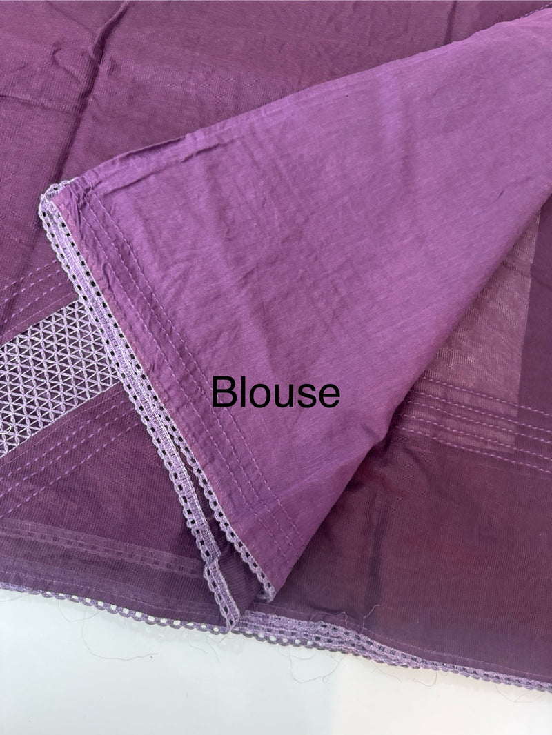 Supernet saree with crochet work and lace border MCJ5433 -Wine(Design - Diagonal Crochet)