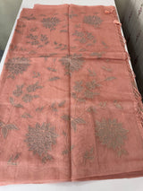 Tissue chanderi saree with applique work MSH699 - Peach