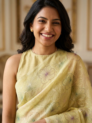 Mul chanderi saree with embroidery - MS1427 PastelYellow