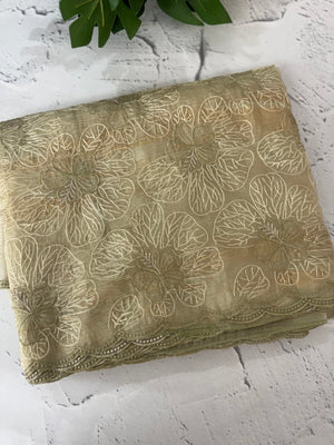Premium Crush Organza saree with thread work- MCW863 DustyGreen