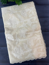 Mul chanderi applique work saree  MSH115 - Offwhite