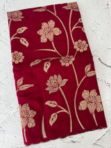Malai chanderi saree with applique work MSM6201 CranberryPink