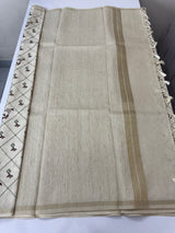 Blended soft tussar silk saree MS90577- Beige