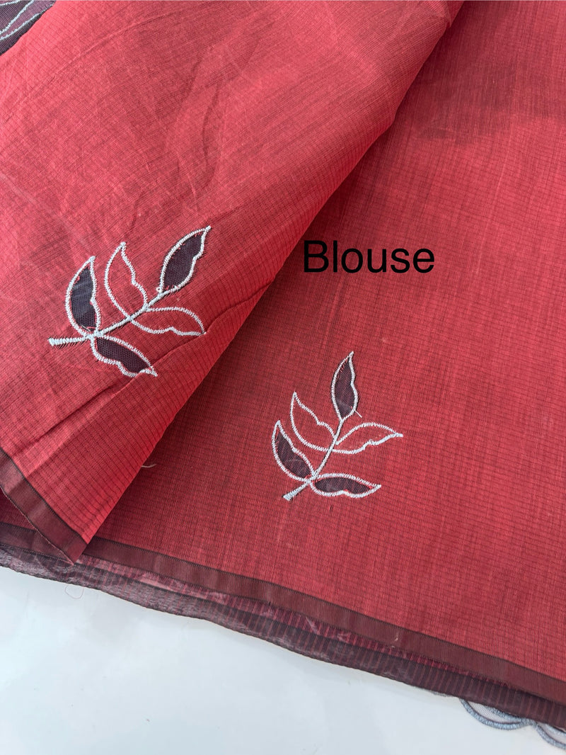 NetKota Applique work saree  MSH110- Maroon