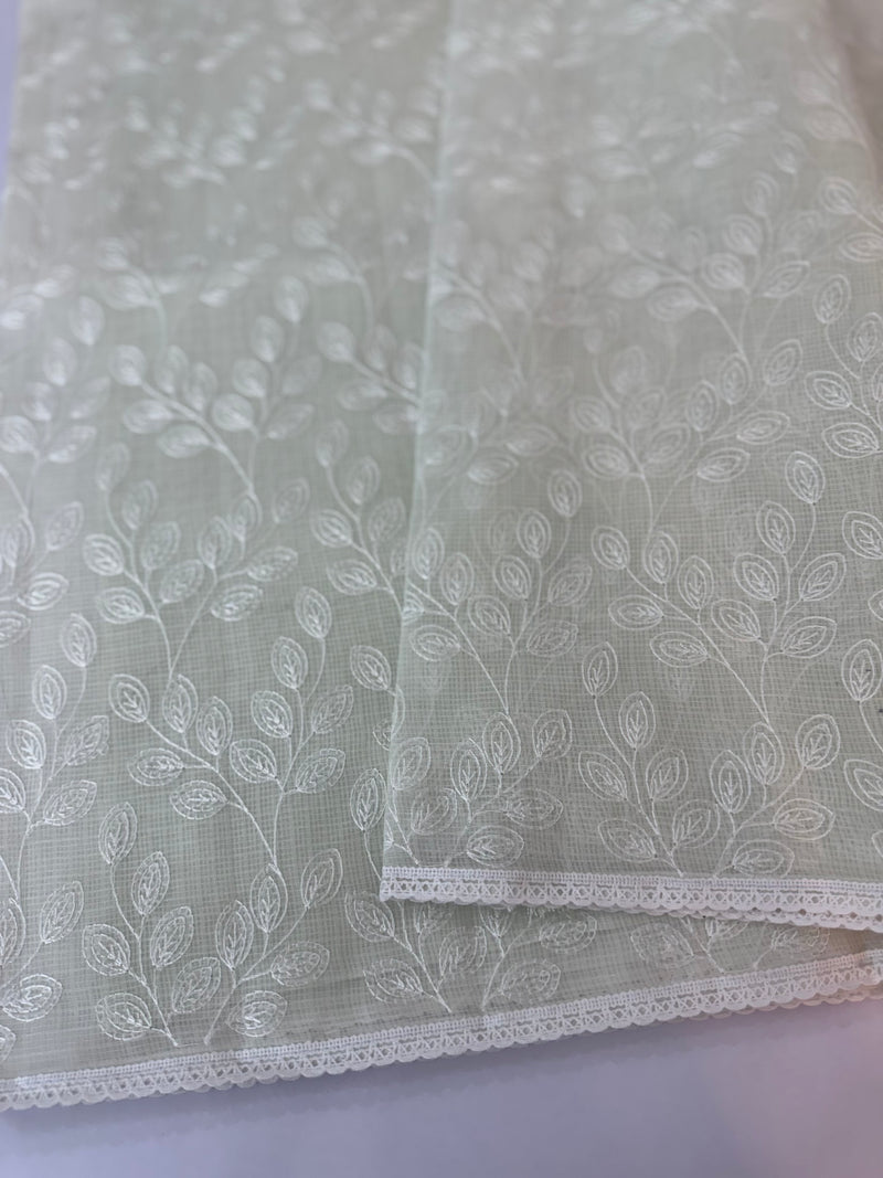 Kota cotton silk embriodery saree MS1455- Pastel PaleGreen