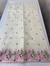 Mul chanderi embriodery saree with scalloped borders MSH176