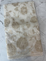 Semi organza saree with appliqué work - MSH906 White(3)