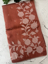 Blended Tussar silk saree with applique work- MSH200 Rust