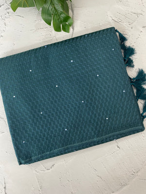 Crepe chiffon saree MSH216 Teal