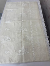 Mul chanderi chikankari embriodery saree MSH291 (3) Offwhite