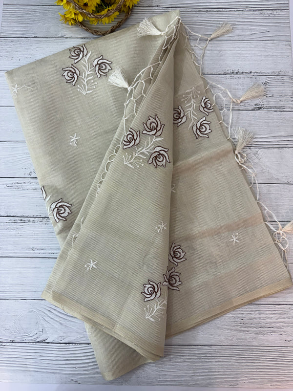 Kota tissue silk saree with embroidery BFW713