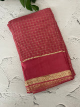 Crepe chiffon georgette saree with checks MS40097 DUSTYPEACH