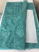 Glass organza saree with applique work- MSHW229